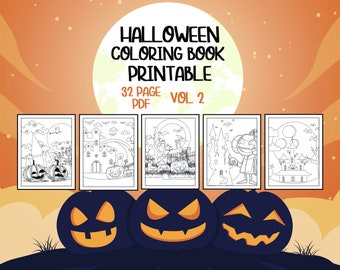 Printable Halloween Coloring Pages - Vol 2 - 32 Pages - Coloring Pages - Halloween Printable - Gift For Him - Gift For Her