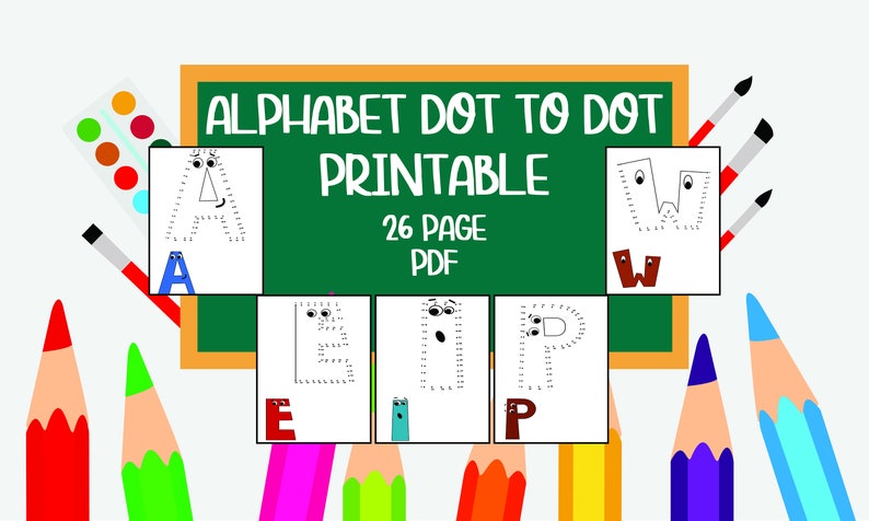 Printable Alphabet Dot to Dot Worksheets 26 Pages Alphabet - Etsy