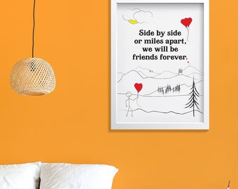 Freundschaft Print - Ferngeschenk, Minimalistische Wandkunst