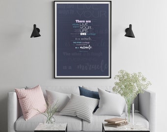 Inspirational print/postcard - Albert Einstein quote, only two ways to live your life - wall decor, wall art, wall prints