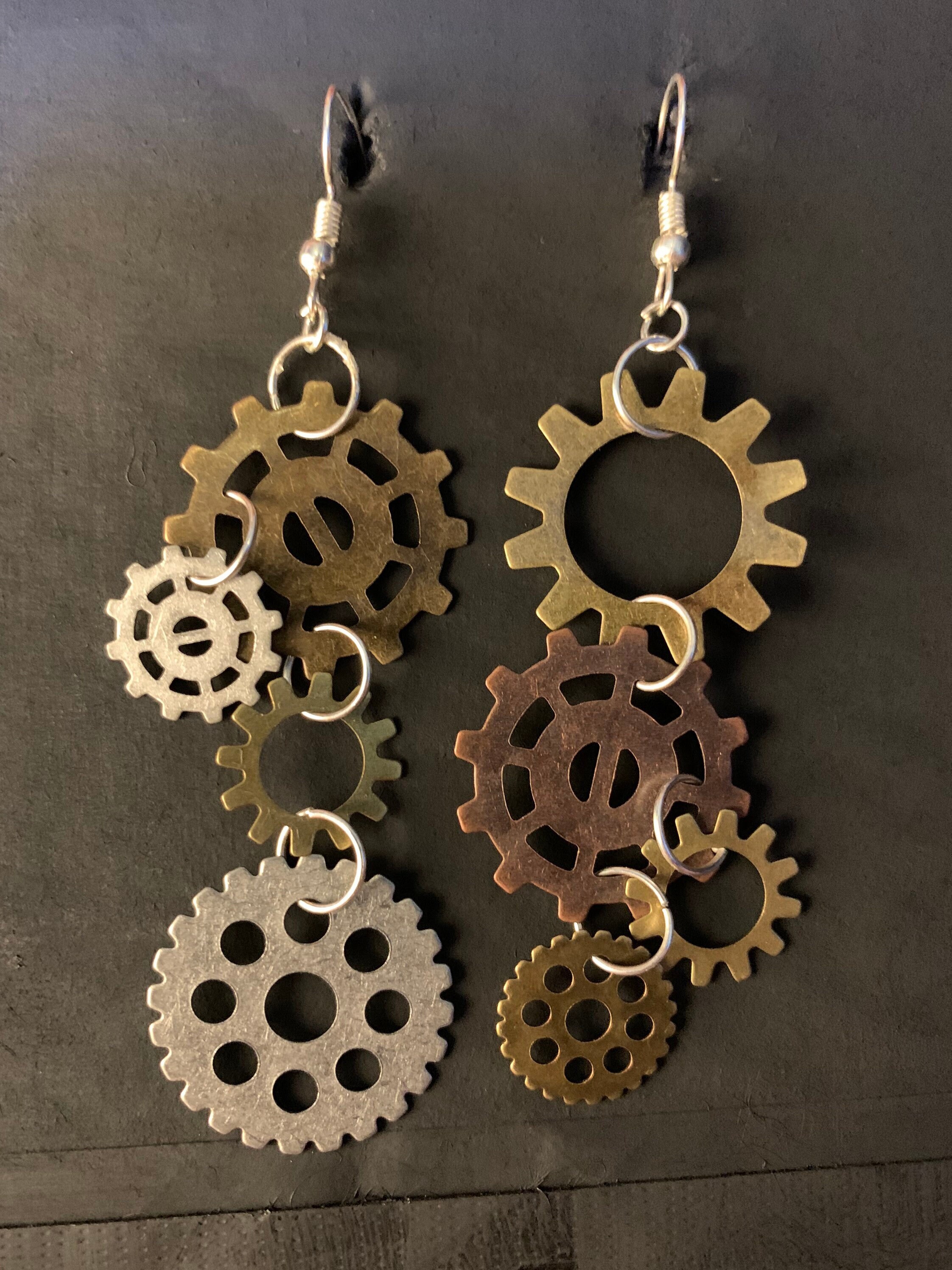 Steampunk gear earrings clearance