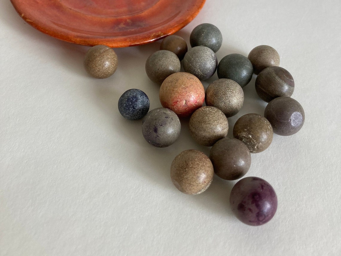 Collection of vintage clay marbles Etsy