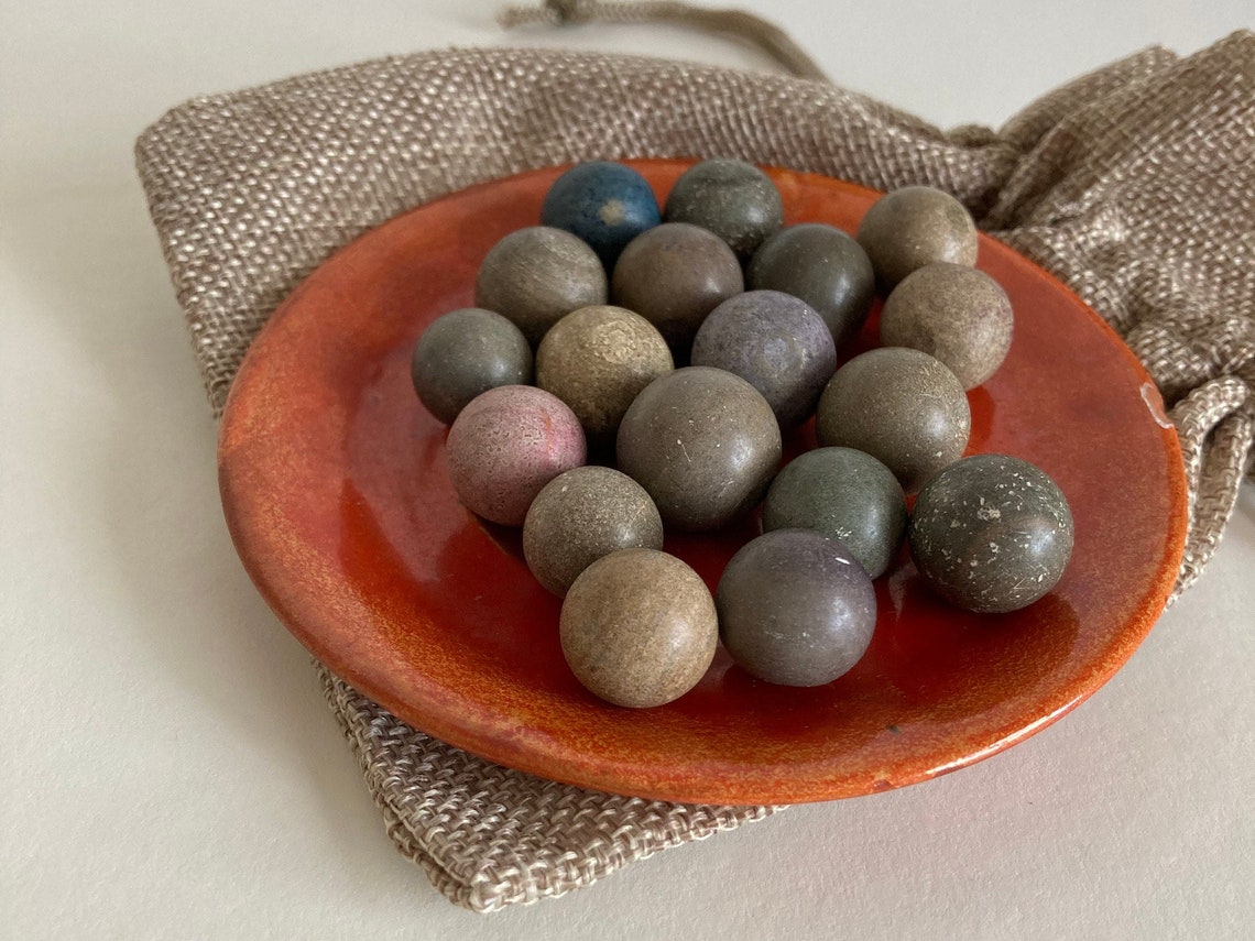 Collection of vintage clay marbles Etsy