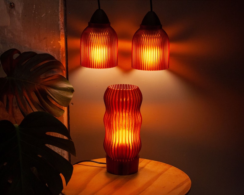 Hängelampenschirm AMBER Retro-Minimaldesign, hängende Pendelleuchte NUR LED Bild 5