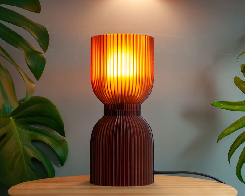 Lampe de table DIABOLO Lampe ambrée écologique imprimée en 3D avec du matériau PETG recyclé, à utiliser avec des ampoules LED image 3