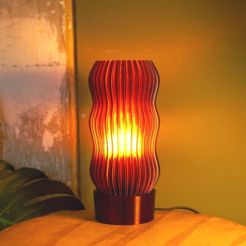 WAVY X AMBER · Japandi Table Lamp · Warm Orange Glow · Handmade