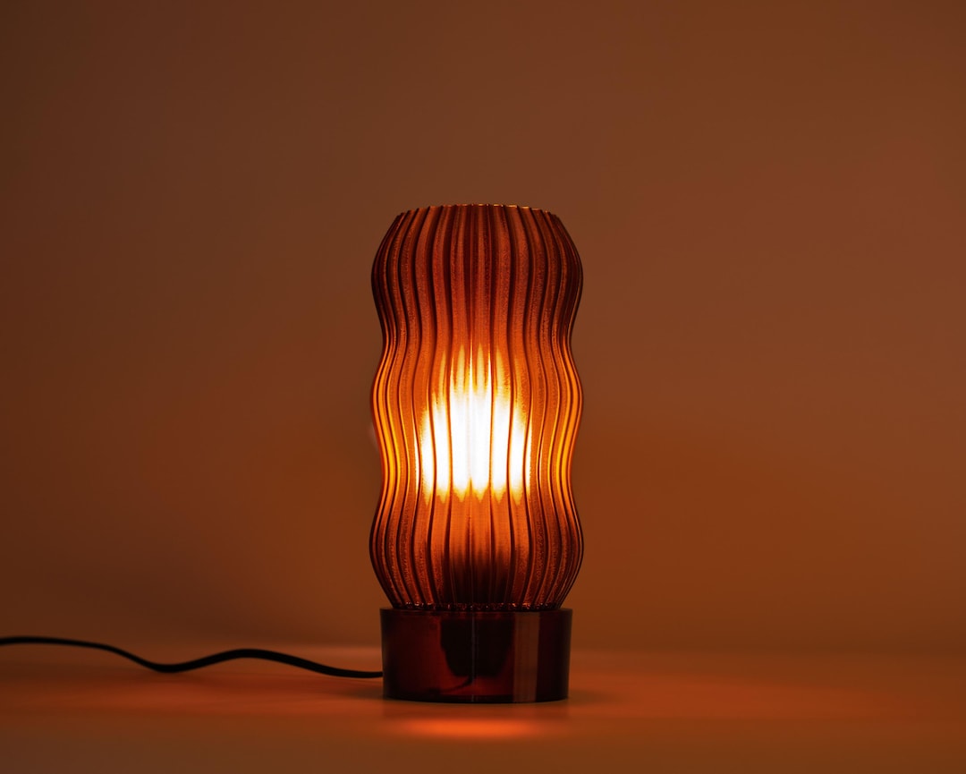 WAVY X AMBER · Japandi Table Lamp · Warm Orange Glow · Handmade