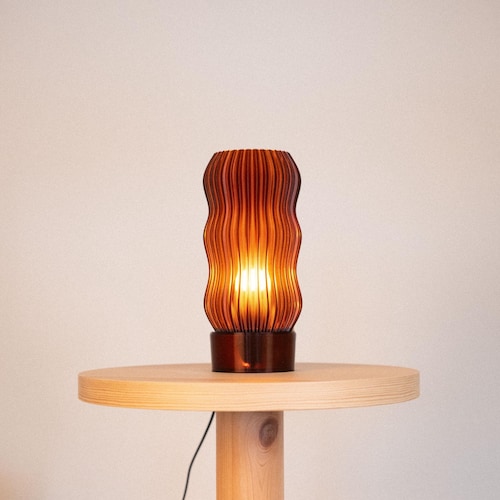 WAVY X AMBER · Japandi Table Lamp · Warm Orange Glow · Handmade