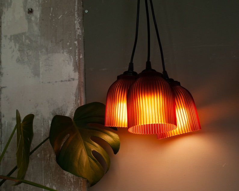 Pendant lampshade AMBER retro minimal design, hanging pendant lamp LED ONLY 画像 3