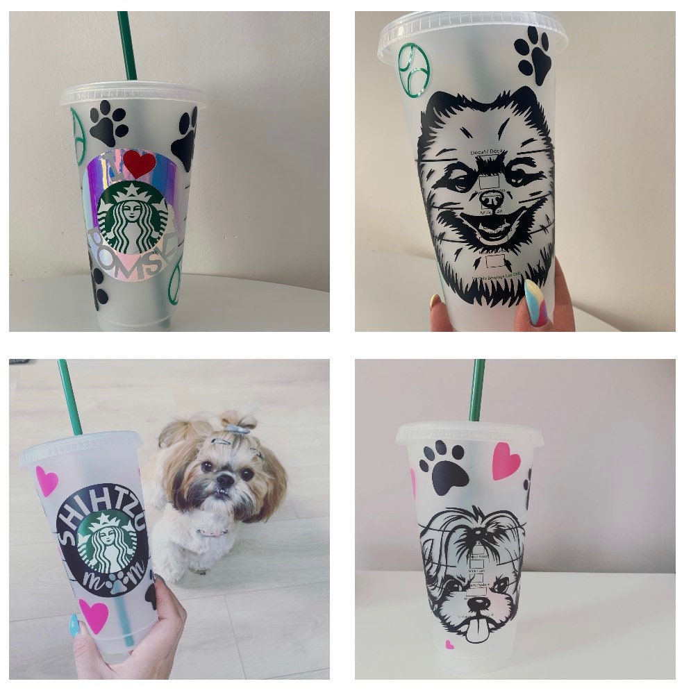 Starbucks reusable cold cup Dog Cup Custom Dog mum Pet Etsy