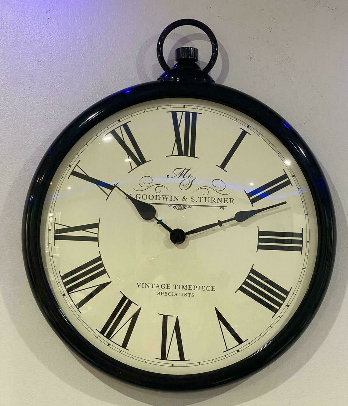 Marks And Spencer Classic Black Wall Clock 7434 Etsy