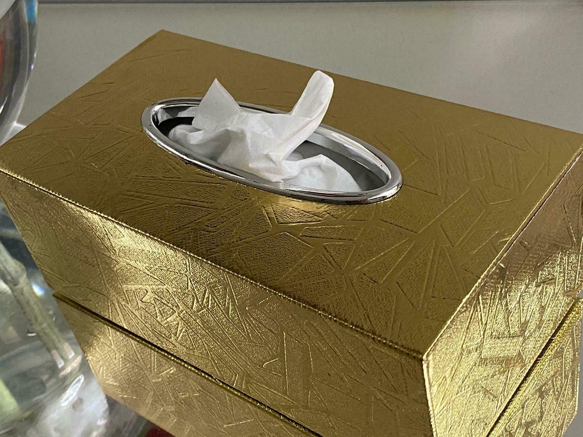 Rectangular Golden Tissue Box 120014 Etsy