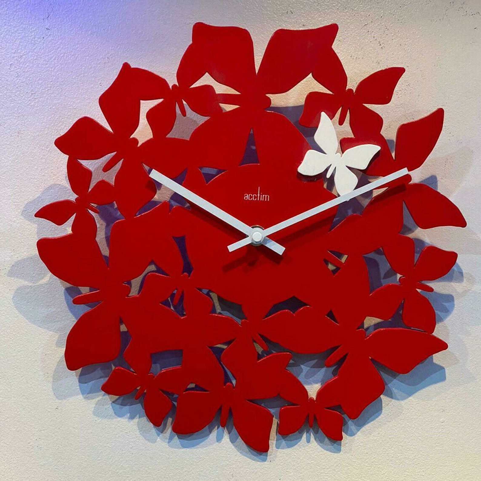 Acctim Red Butterflies Wall Clock 24624 Etsy