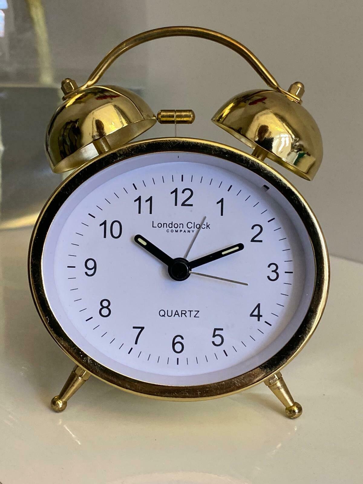 London Clock Company Twin Bell Gold Alarm Clock 32418 Etsy