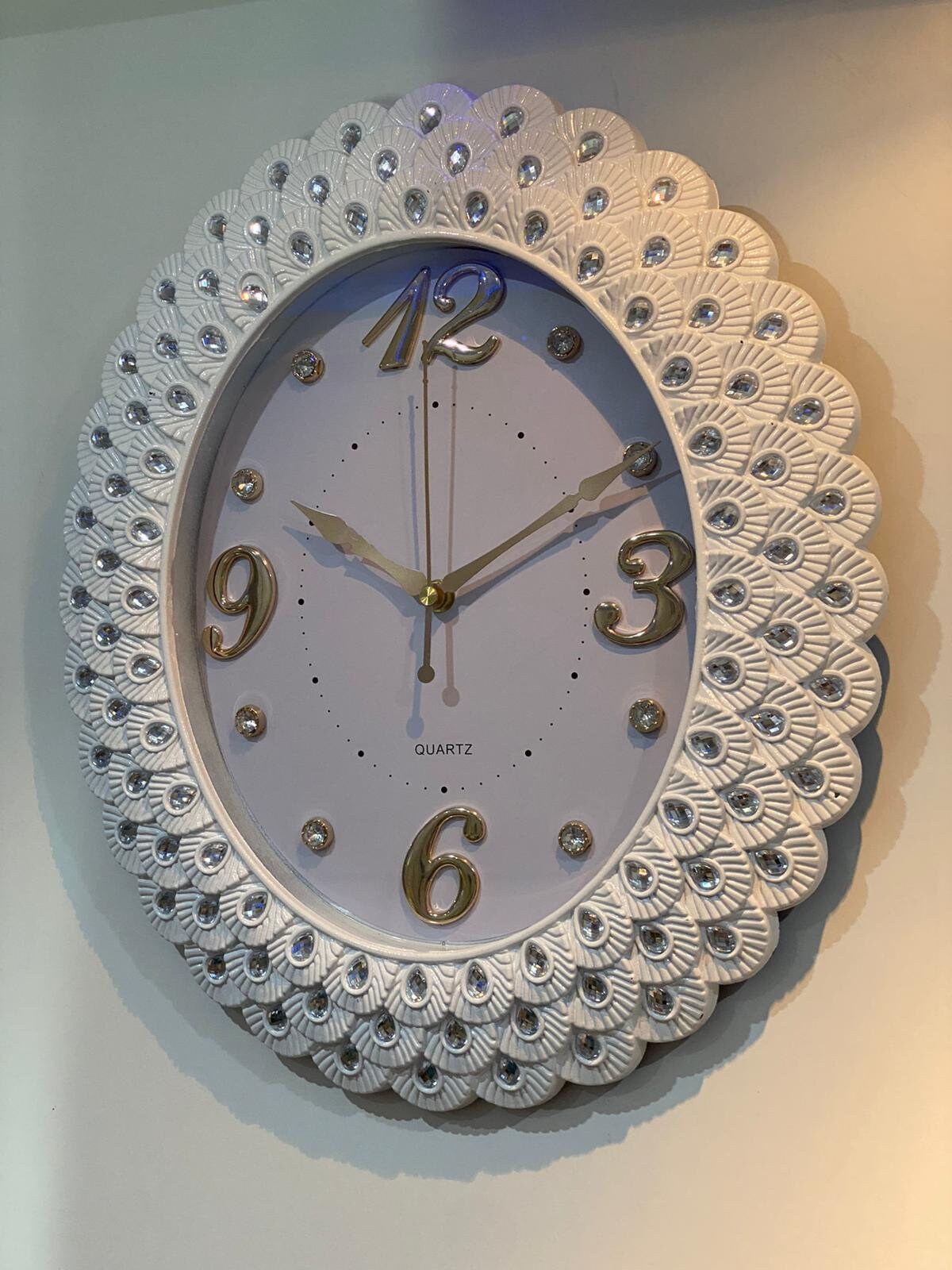White Decorative Oval Wall Clock 000417 Etsy