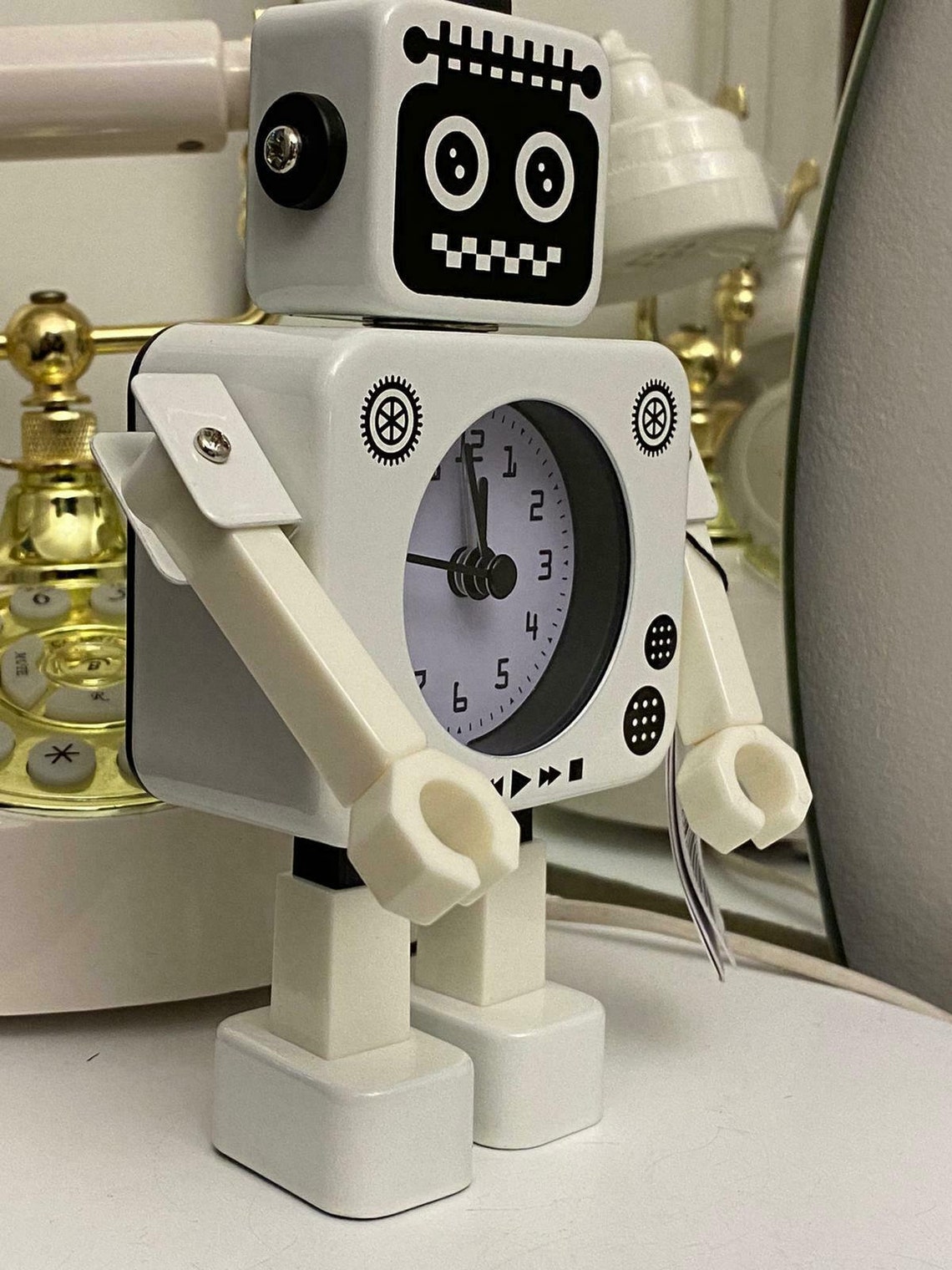 Tesco White Robot Alarm Clock 141021 Etsy