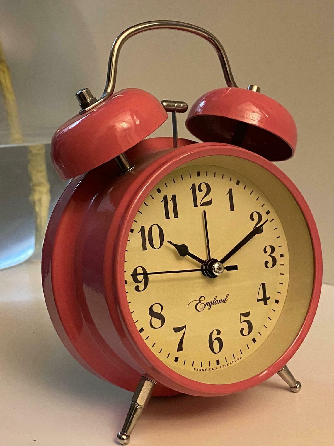 Red Metal Twin Bell Alarm Clock 000258 Etsy