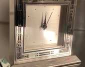 Square Silver Brass Finish Mantel Clock 000692