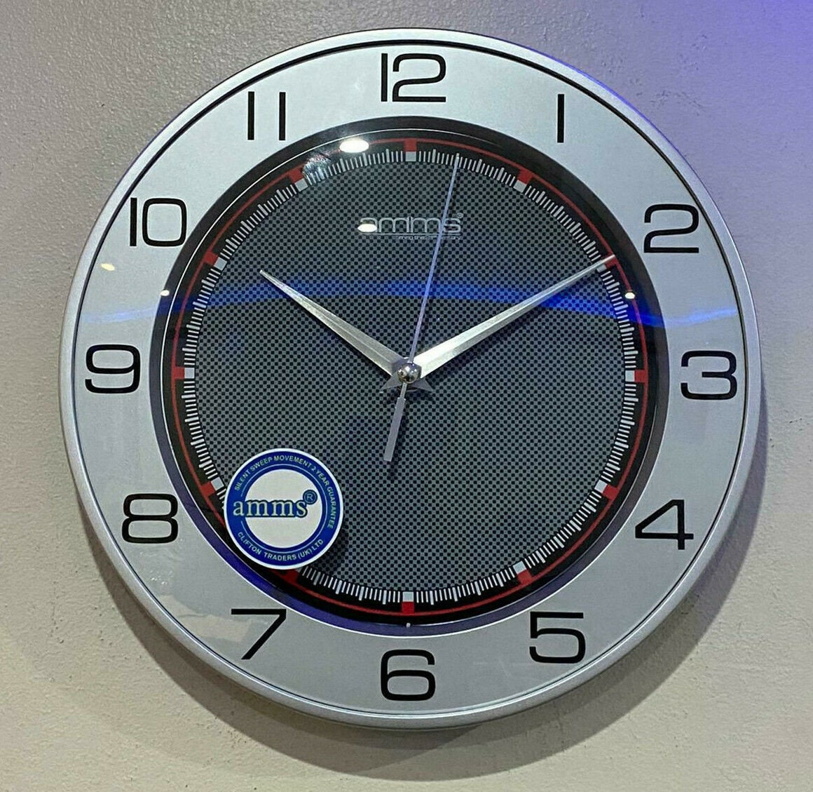Amms Slim Wall Clock With Carbon Fiber Sporty Dial GD202013 Etsy