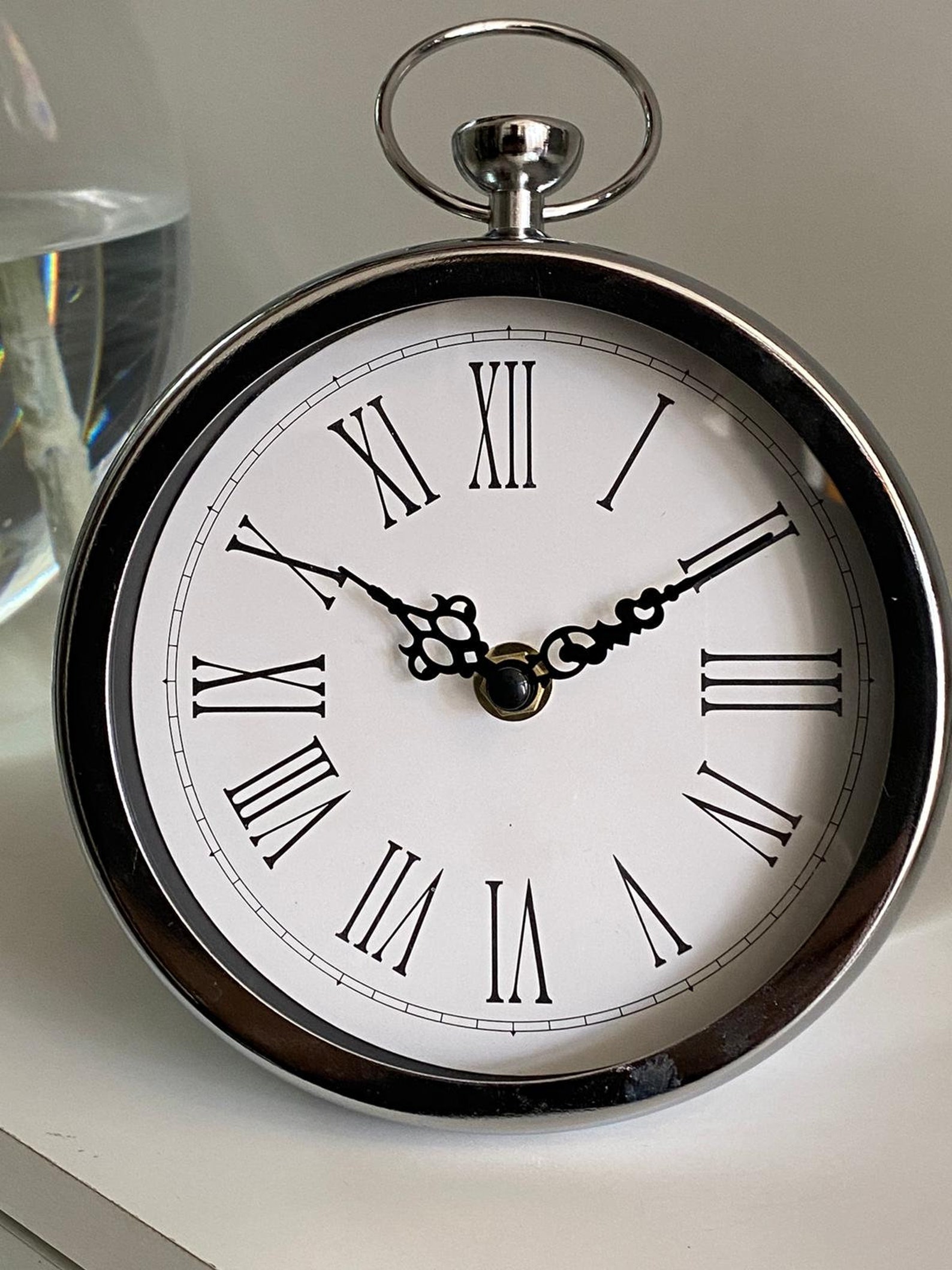 Chrome Silver Mantel Clock 0003099 Etsy