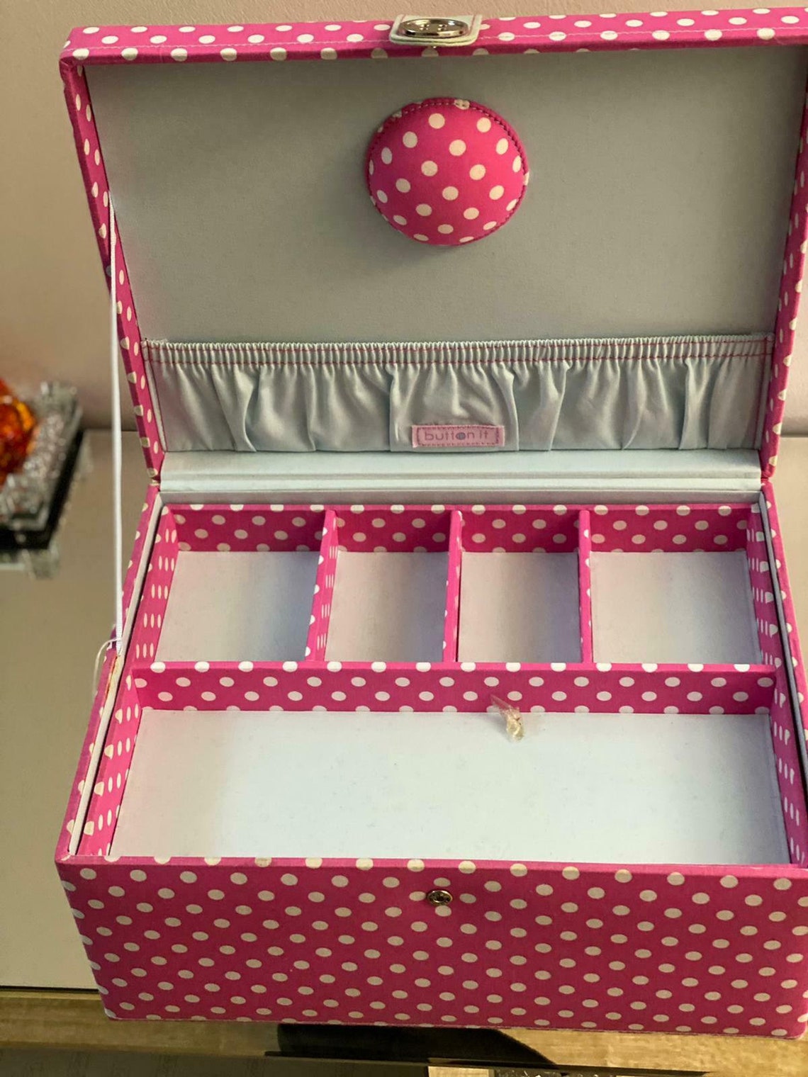 Buttonit Pink Polka Dots Jewellery Box 82214 Etsy