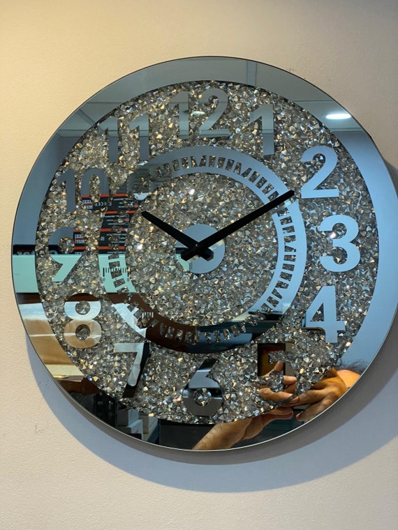 Round Crystal Diamante Wall Clock 000554 Etsy
