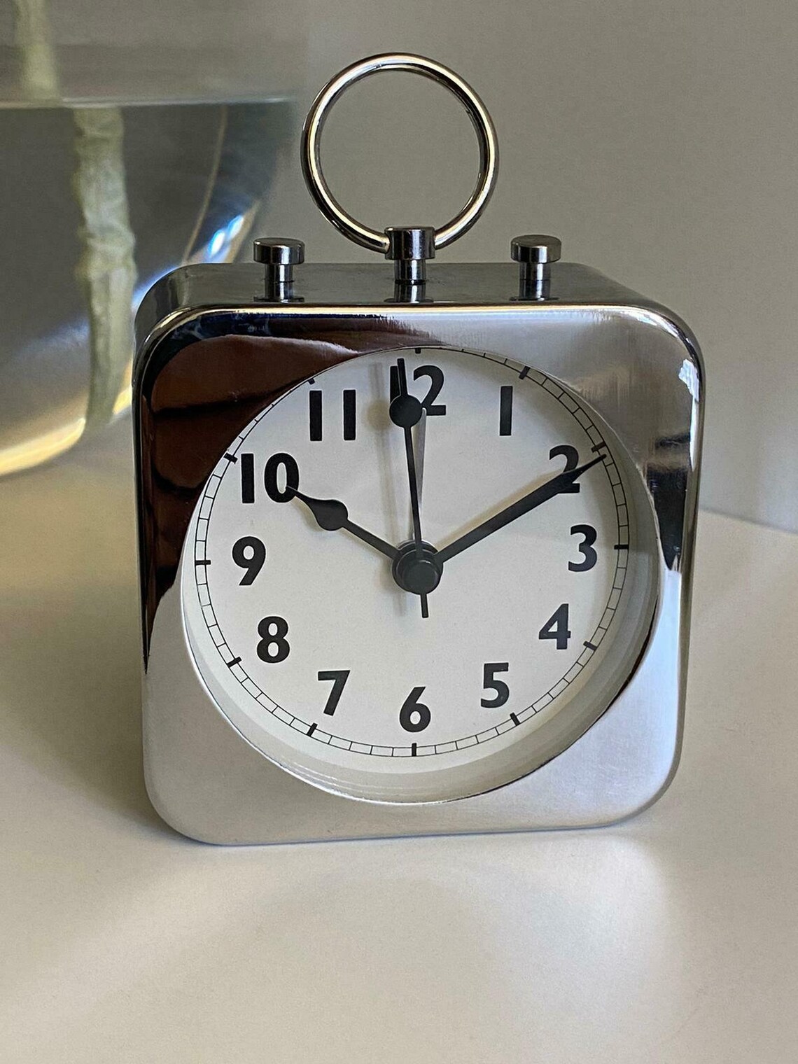 Square Silver Metal Alarm Clock 2469 Etsy