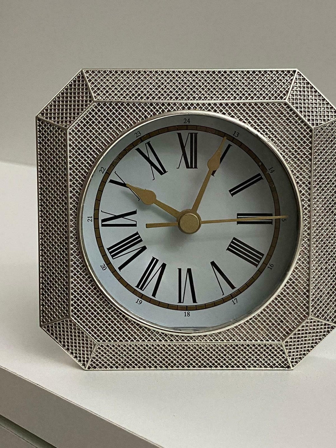 Silver Small Mantel Clock 000241 Etsy