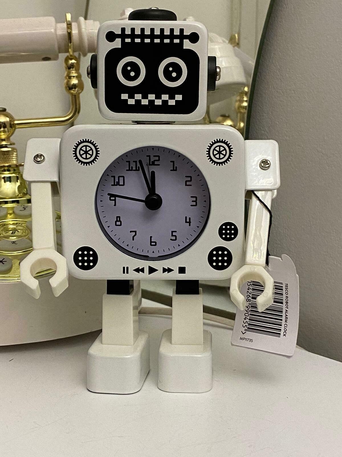 Tesco White Robot Alarm Clock 141021 Etsy
