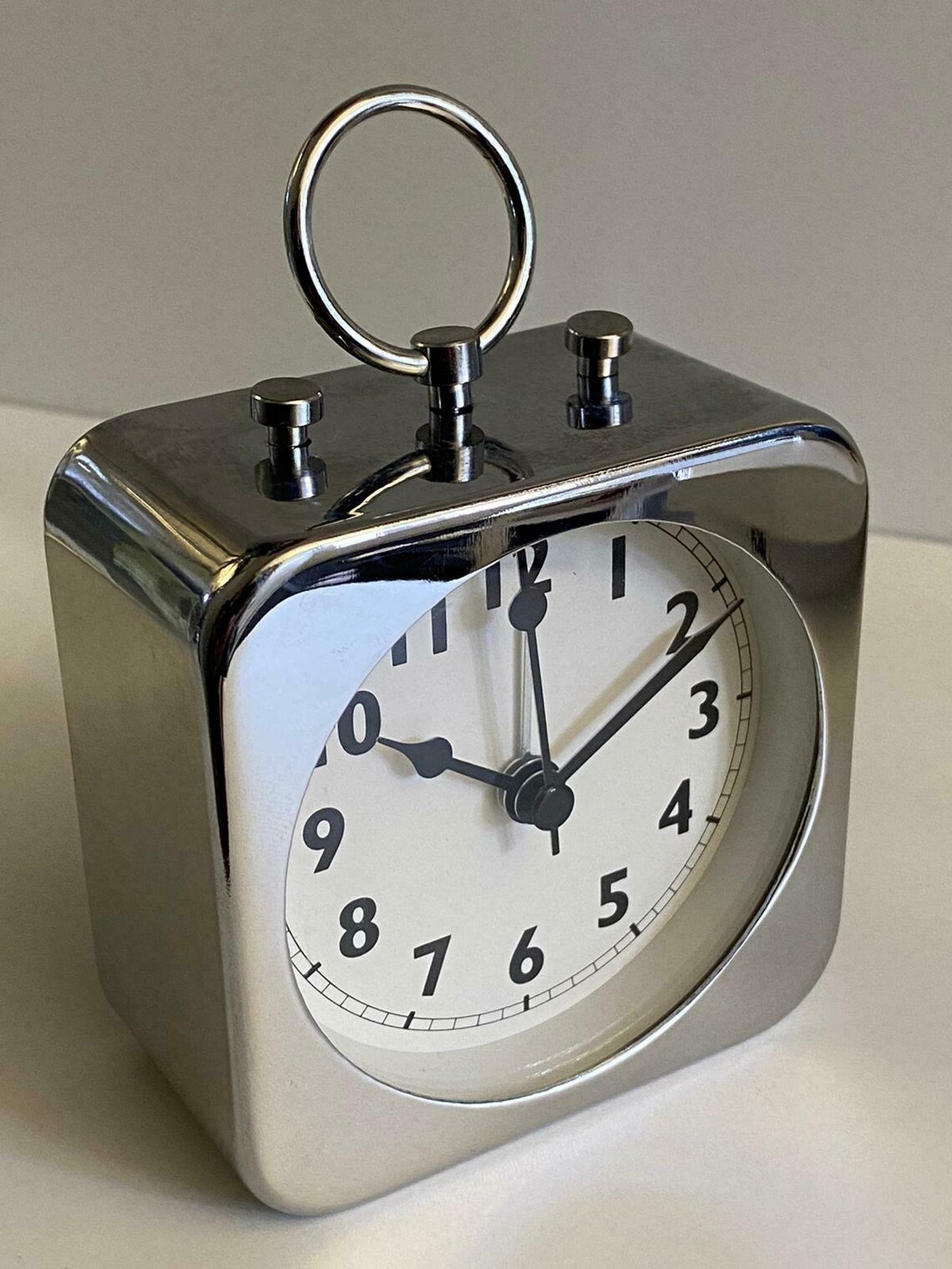 Square Silver Metal Alarm Clock 2469 Etsy
