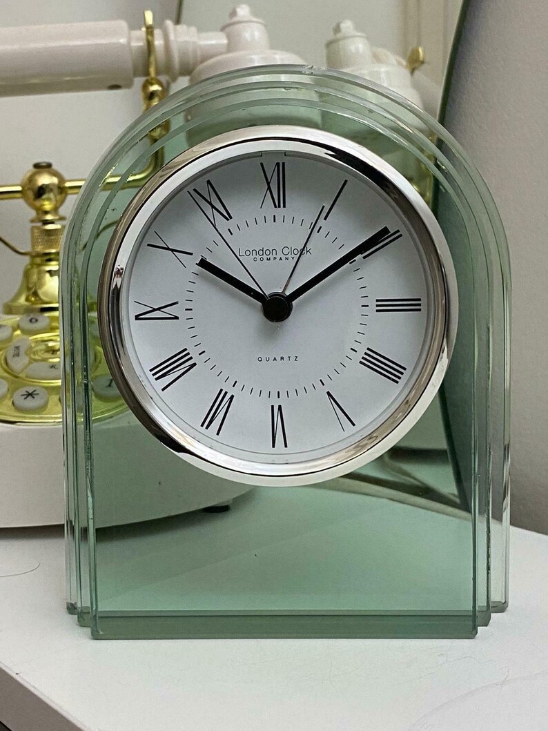 London Clock Company Glass Mantel Clock 05083 Etsy