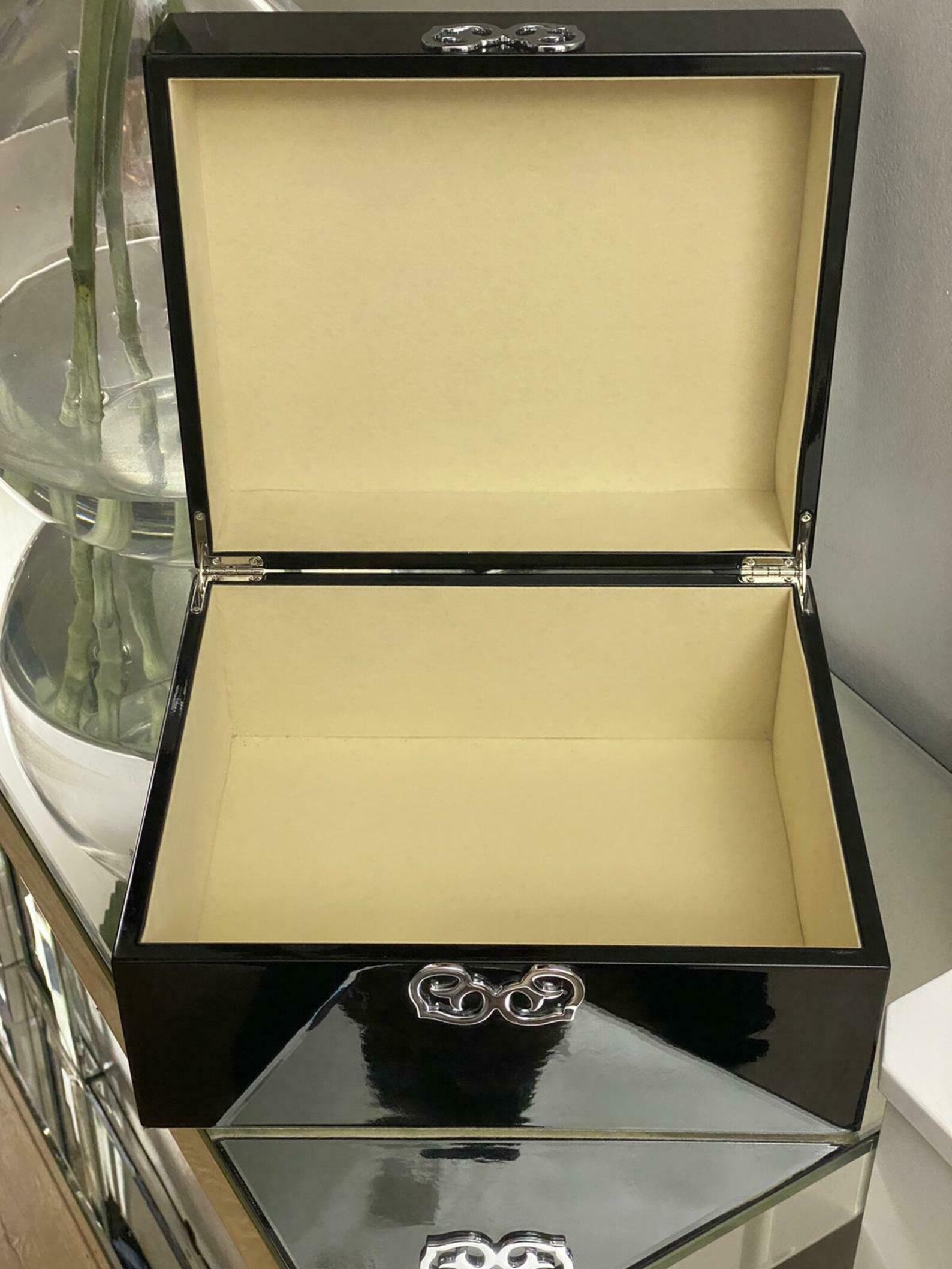 Black Square Jewellery Box With Cream Lining 0065 Etsy