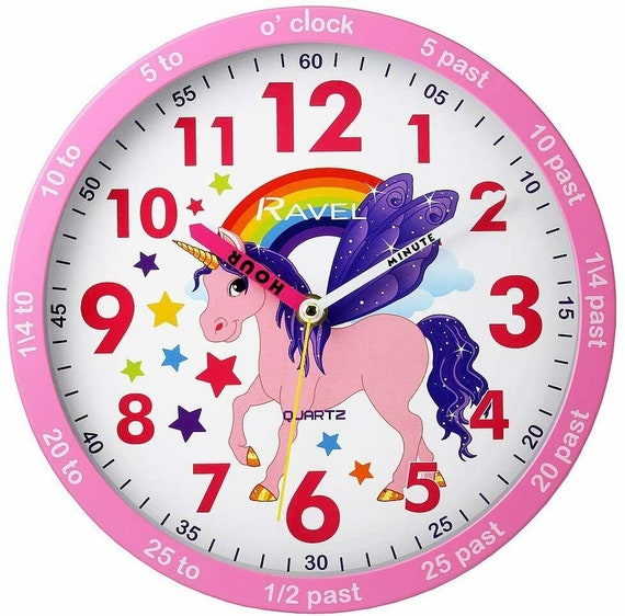 Ravel Children's Pink Unicorn Time Teacher Wall Clock Etsy