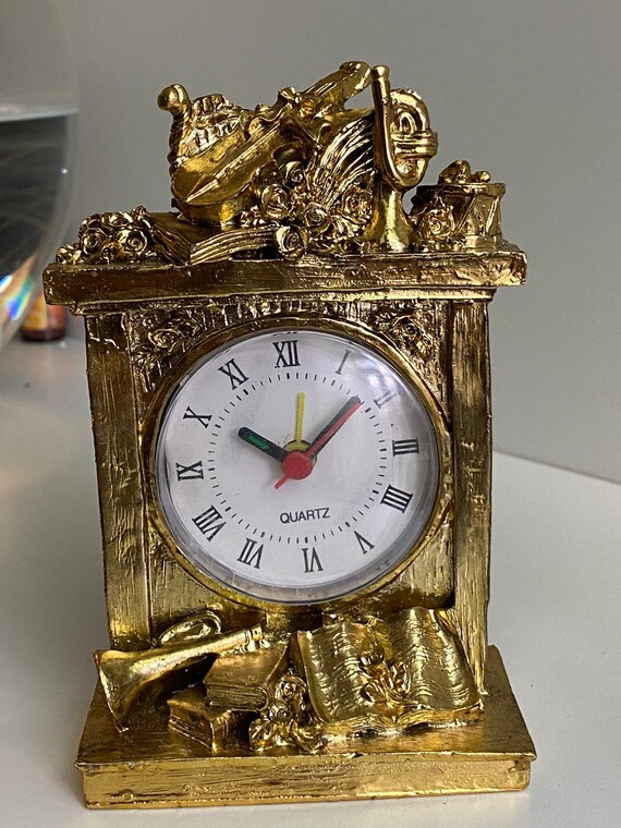 Gold Coloured Mantel Clock AC065 Etsy