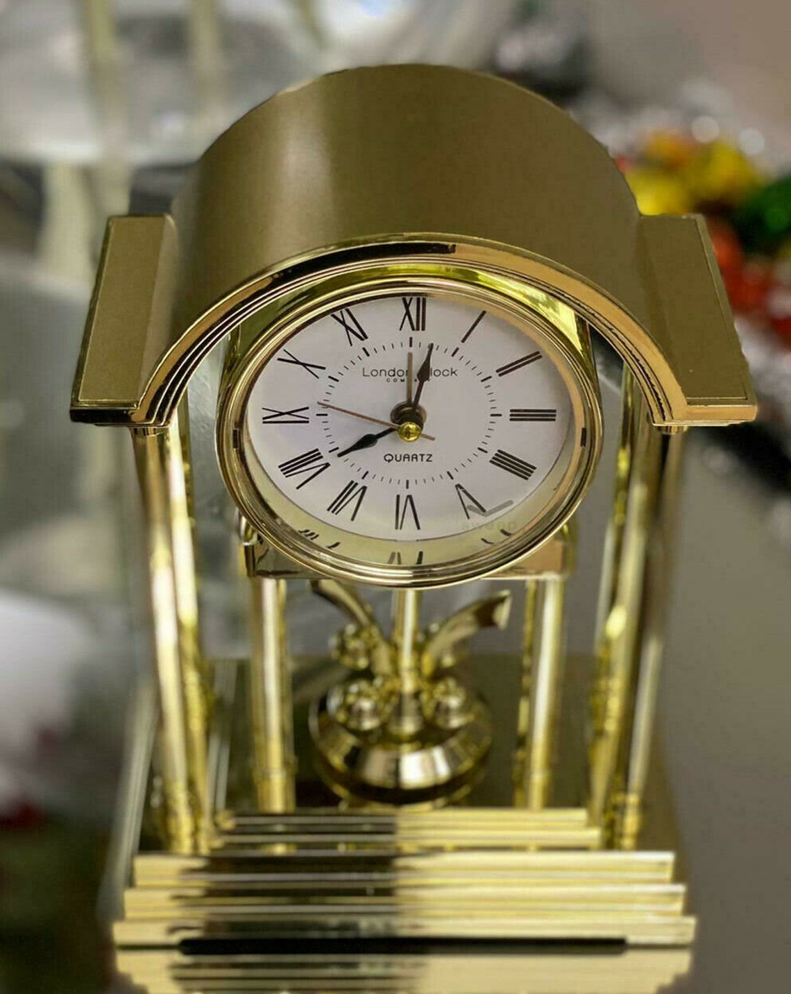 London Clock Company Gold Coloured Finish Mantel Clock 03107 Etsy