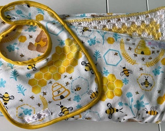 Baby blanket and bib set