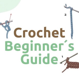 May include: Crochet Beginner's Guide with illustrations showing how to make a slip knot, single crochet, and double crochet.
