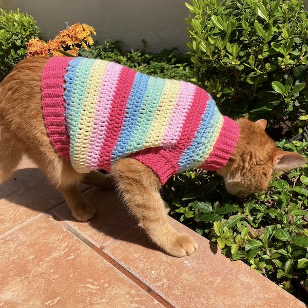 CROCHET PATTERN: Rainbow Cat Sweater