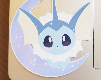 Vaporeon Chibi Vinyl Decal Sticker, Waterproof Eeveelution