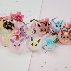 Eeveelution Acrylic Epoxy Pins, Pocket Monster badge, Sakura Eevee, Cute Acrylic Pin, Pins, Gift, Kawaii Acrylic Pin, Eeveelutions, Anime