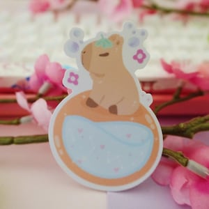 Chill Capybara Orange Sticker | Capybara kawaii Aufkleber | Nager Sticker | Niedlicher Tier Aufkleber | Laptop Sticker / Vinyl Sticker