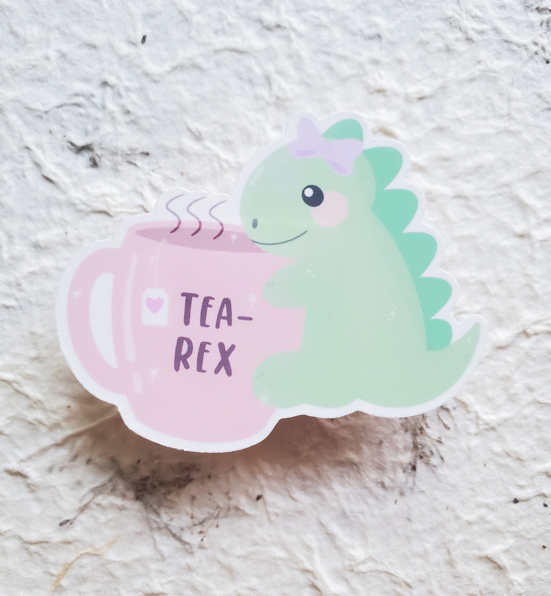 Tea-Rex -Funny Tea drinking Dinosaur T-Rex Cute' Sticker