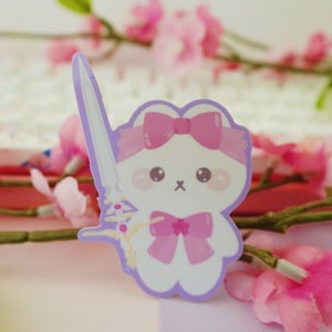 Sword Bunny - Bunny Stickers- Cute Stickers - Year of Rabbit Sticker, Flower Bunny Sticker, Laptop Sticker, Water Bottle Sticker-