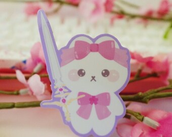 Sword Bunny - Bunny Stickers- Cute Stickers - Year of Rabbit Sticker, Flower Bunny Sticker, Laptop Sticker, Water Bottle Sticker-