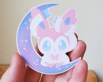 Chibi Sylveon Vinyl Sticker, Moon Laptop Car Decal