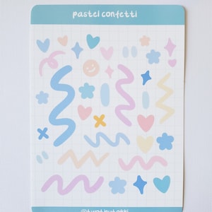 Confetti Sticker Sheet - Journaling - Polco stickers - Planner stickers  - Cute Stationery - Pastel Rainbow- Journal Deco - Planner Stickers