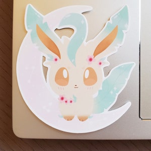 Autocollant de décalcomanie en vinyle Leafeon Chibi, autocollant imperméable à l’eau, autocollant résistant aux intempéries, eeveelution, autocollant en vinyle autocollant autocollant pour ordinateur portable