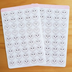 Mini Dumpling mood tracker agenda planificateur autocollants, autocollants Bao, autocollants Hobinichi, feuille d&#39;autocollants Mini planificateur, planificateur