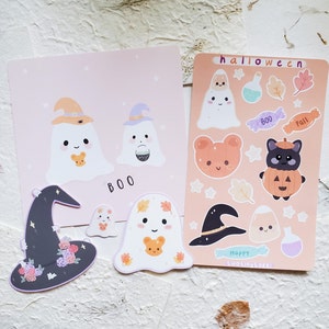 October Halloween Sticker Bundle, Kawaii Spooky Stickers, Cute Halloween Planner Stickers, Great for bullet journals, planners, decorating!
