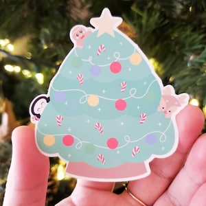 Kawaii Christmas Tree 3&quot; Vinyl Sticker, waterbottle , Laptop Decal, Waterproof